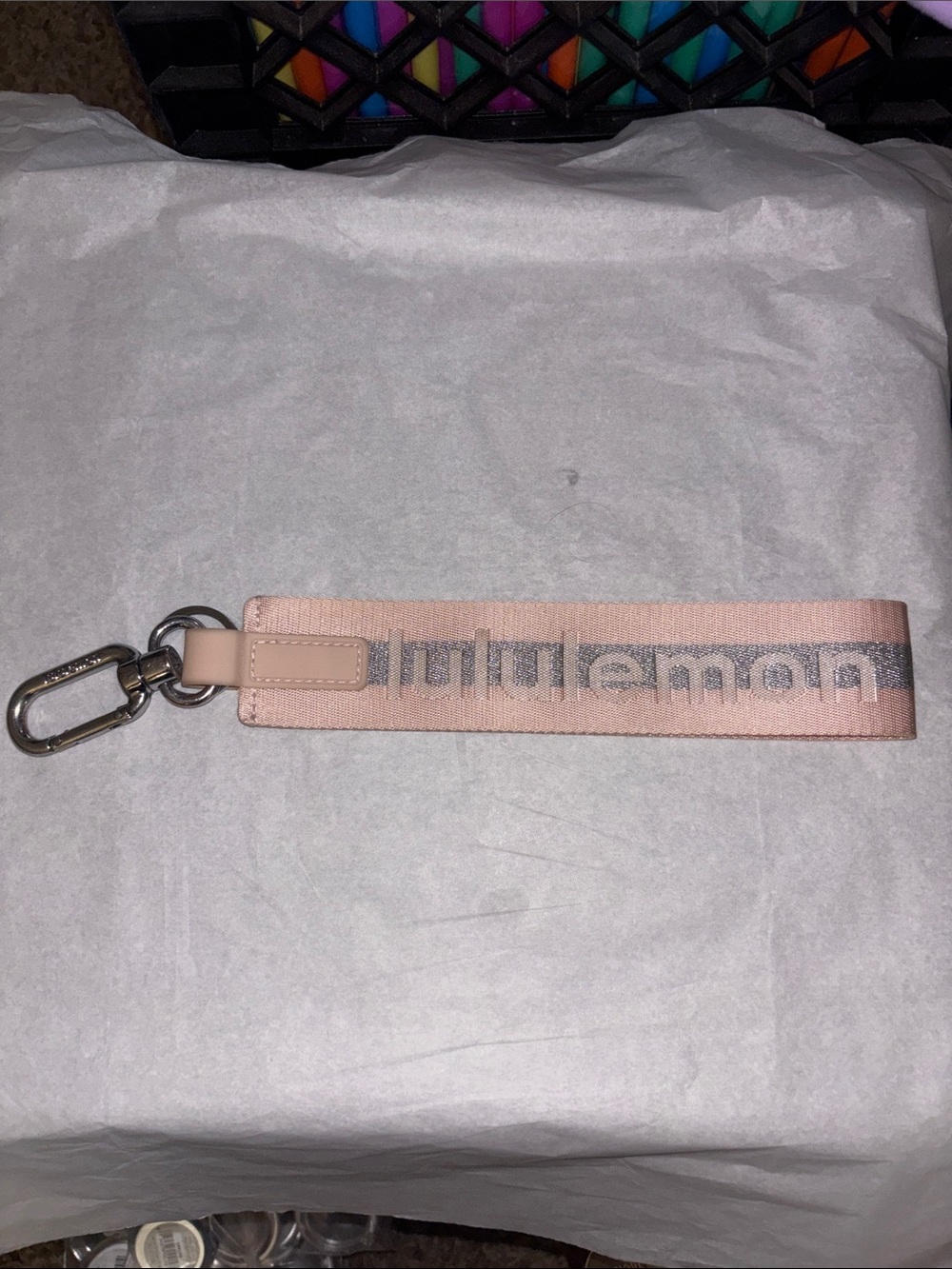 lululemon athletica Pale Pink Logo Wrist Key Strap
